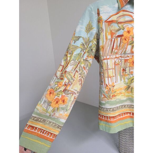 Coldwater Creek Linen Blend Art to Wear Artsy Blazer Jacket MEDIUM Tomato Girl M - Picture 8 of 9